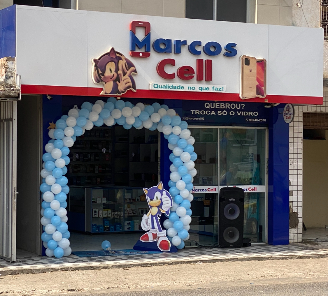 Fachada real da loja Marcos Cell em Iguatu