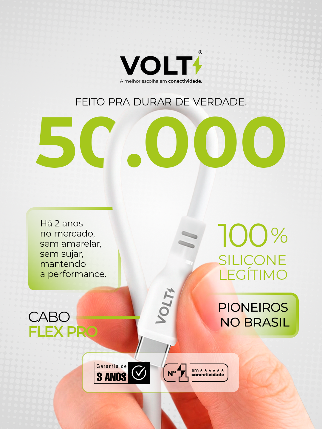 Cabo Flex Pro da Volt disponível na Marcos Cell